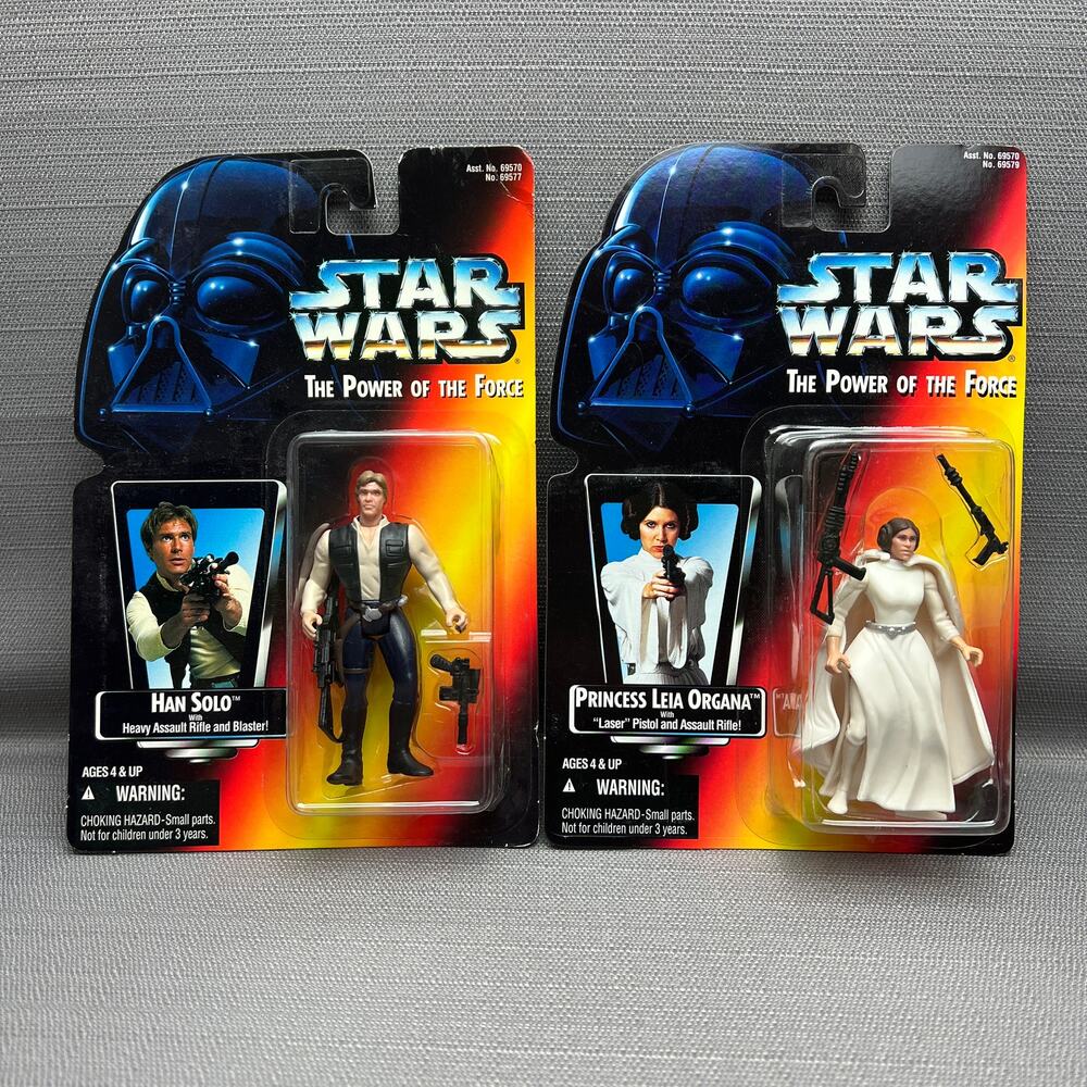 Kenner 1995 Star Wars The Power o/t Force Han Solo & Princess Leia Organa